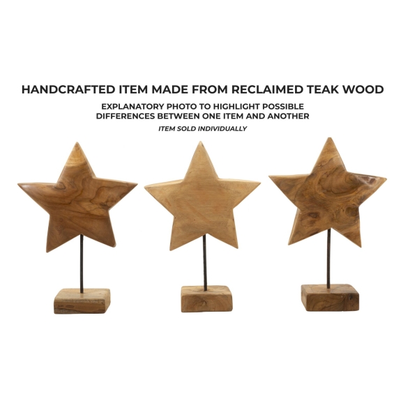 Scultura Stella In Teak Riciclato Cm 28X12X42
