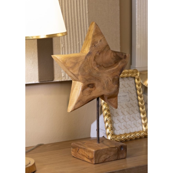 Scultura Stella In Teak Riciclato Cm 28X12X42