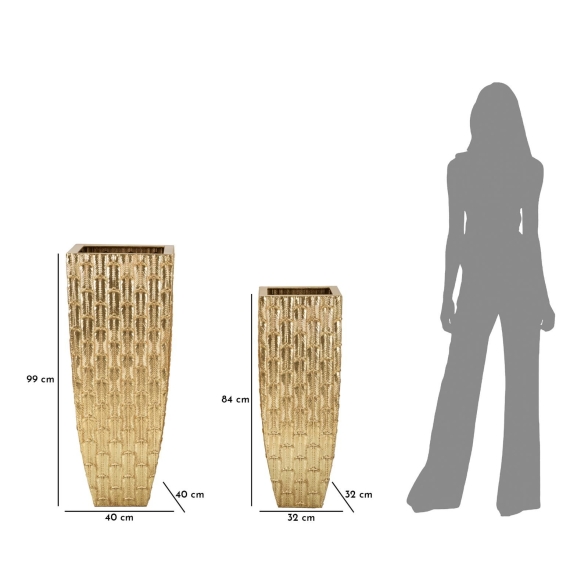 Porta Vasi Gliss Coppia Cm 40X40X99-32X32X84