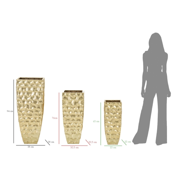 Porta Vasi Glody Tris Cm 38X38X94-30,5X30,5X76-23X23X63