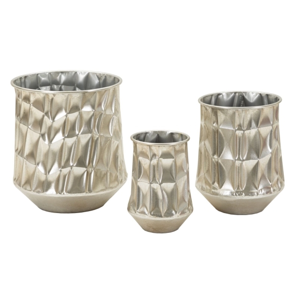 Porta Vasi Silver Set 3 Pz Cm Ø 35X38,5-27,5X33-18,5X26,5