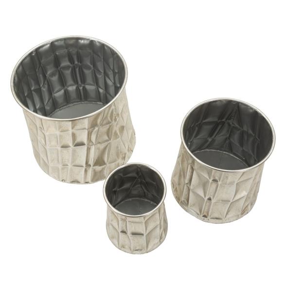 Porta Vasi Silver Set 3 Pz Cm Ø 35X38,5-27,5X33-18,5X26,5