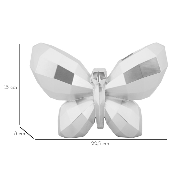 Vaso Butterfly Silver Cm 22,5X8X15