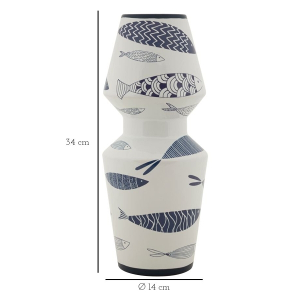 Vaso Ceramica Fish Double Cm Ø 14X34