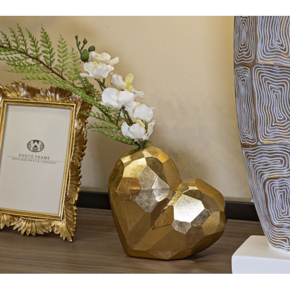 Vaso Heart Gold Cm 19X9X18