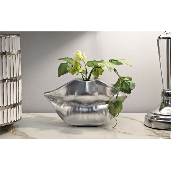 Vaso Mouth Lip Silver Cm 23X8X12