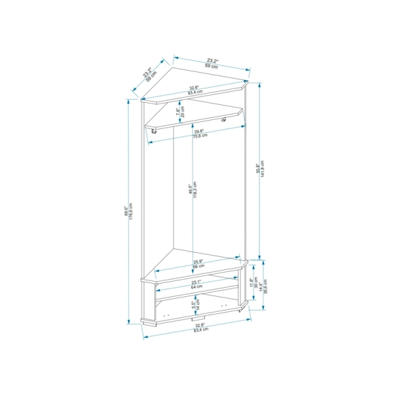 Mobile Da Ingresso Ad Angolo Con Appendiabiti E Vano Scarpiera Valis Bianco