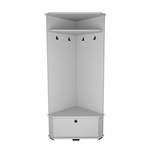 Mobile Da Ingresso Ad Angolo Con Appendiabiti E Vano Scarpiera Valis Bianco