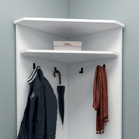 Mobile Da Ingresso Ad Angolo Con Appendiabiti E Vano Scarpiera Valis Bianco