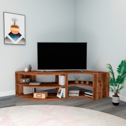 Mobile TV Ad Angolo Design Onda Con Ripiani Melissa Noce Chiaro