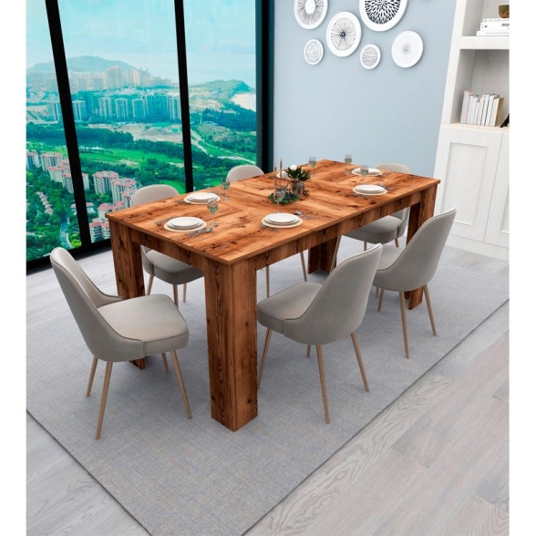 Tavolo Da Pranzo Fisso 80x160 Cm Da Cucina Effetto Legno Demis Noce