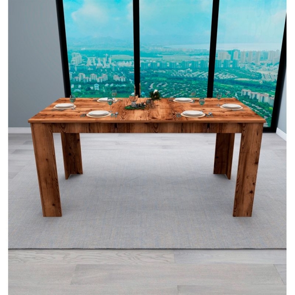 Tavolo Da Pranzo Fisso 80x160 Cm Da Cucina Effetto Legno Demis Noce