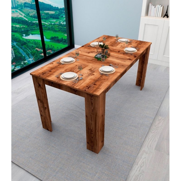 Tavolo Da Pranzo Fisso 80x160 Cm Da Cucina Effetto Legno Demis Noce