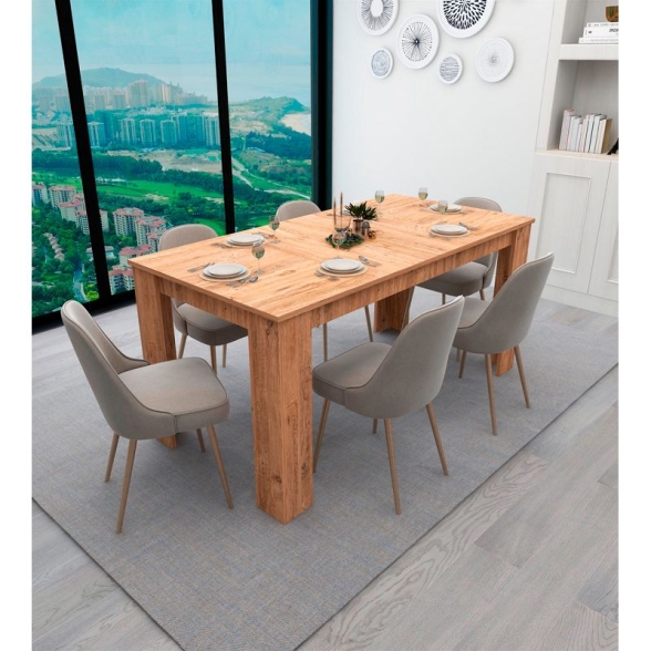 Tavolo Da Pranzo Fisso 80x160 Cm Da Cucina Effetto Legno Demis Rovere
