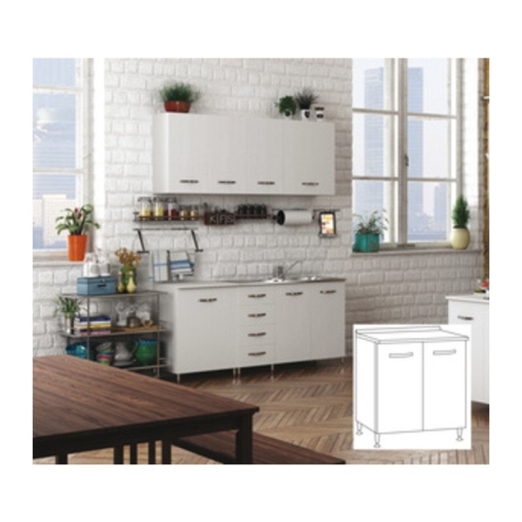 Kit Cucina Base 2 Ante 80X50Xh85 Cm Bianco