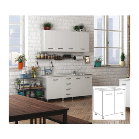 Kit Cucina Base 2 Ante 80X50Xh85 Cm Senza Lavello Bianco