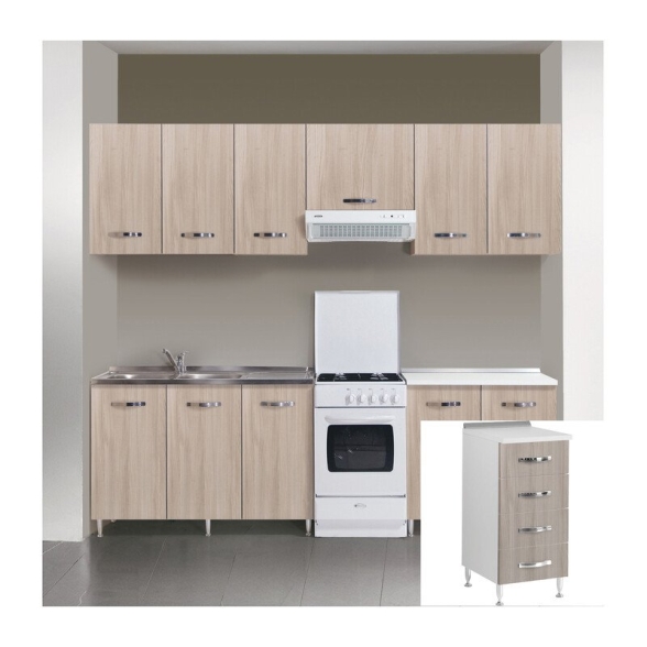 Kit Cucina Base 4 Cassetti 40X50Xh85 Cm Olmo