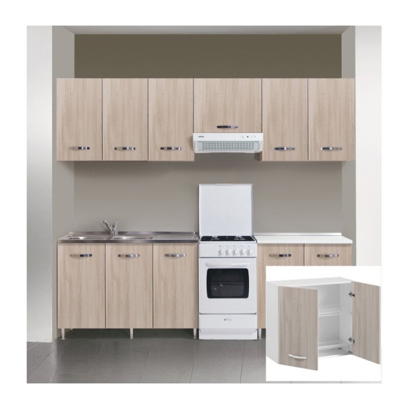 Kit Cucina Pensile 2 Ante Scolapiatti 80X32Xh72 Cm Olmo