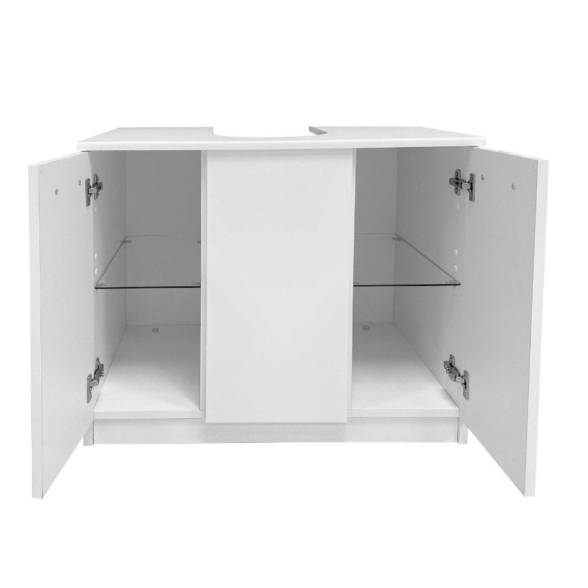Mobile Copricolonna Da Bagno a 2 Ante 70x46x62 Laccato Bianco