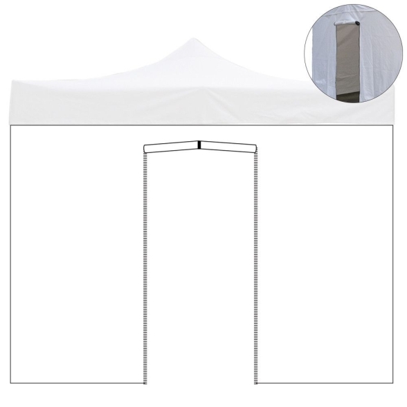 Telo laterale 3x2m bianco impermeabile con porta avvolgibile per gazebo richiudibile MARKET-PRO