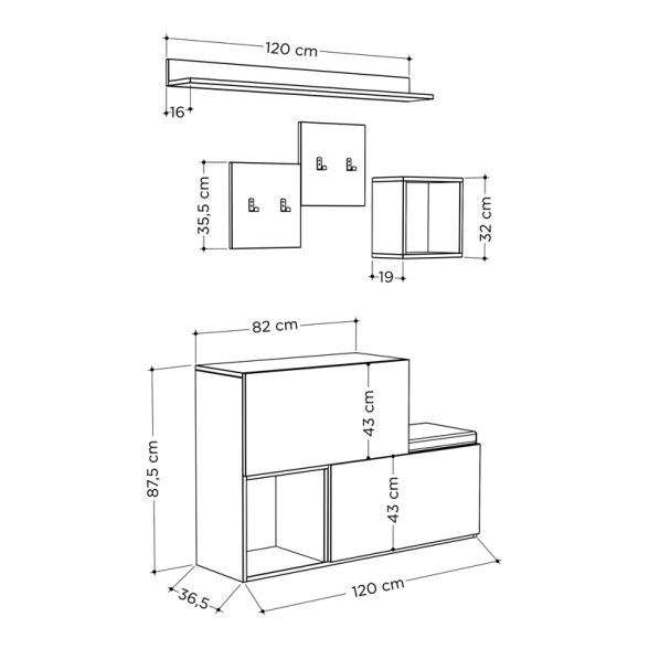 Mobile Ingresso 120 Con Scarpiera E Appendiabiti Holdon Bianco Opaco