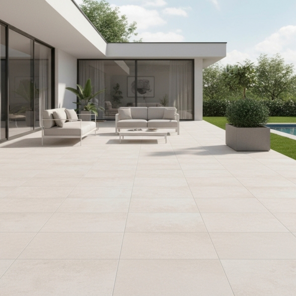 Pavimento Da Esterno 20x40 Effetto Pietra Bianca R11