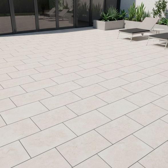 Pavimento Da Esterno 20x40 Effetto Pietra Bianca R11