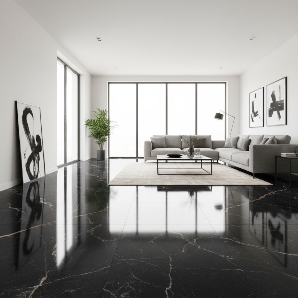 Piastrelle 60x120 Effetto Marmo Gres Porcellanato Simon Natural Nero