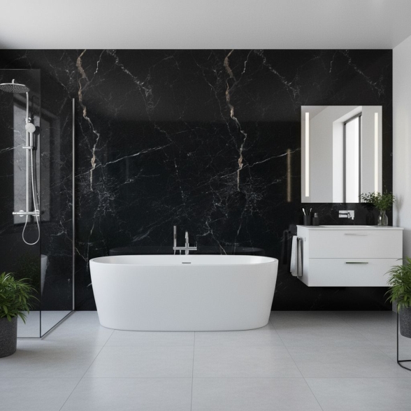 Piastrelle 60x120 Effetto Marmo Gres Porcellanato Simon Natural Nero