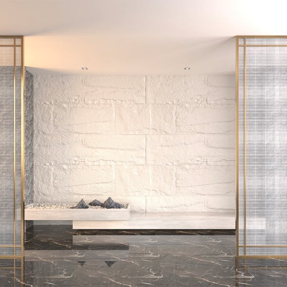 Rivestimento effetto roccia 60x120 cm Bianco Leccese 10 pz