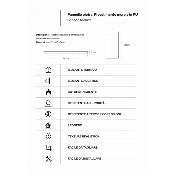 Rivestimento effetto roccia 60x120 cm Grigio Vulcano 10 pz