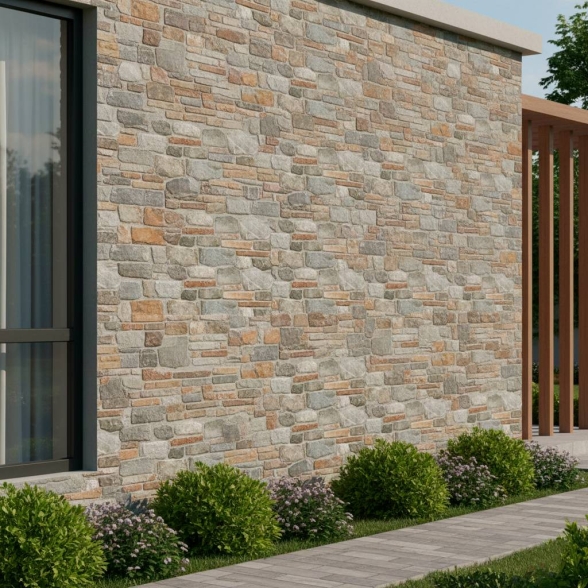 Rivestimento Effetto Muretto Di Pietra 16x40 In Gres Porcellanato Lithos Grey