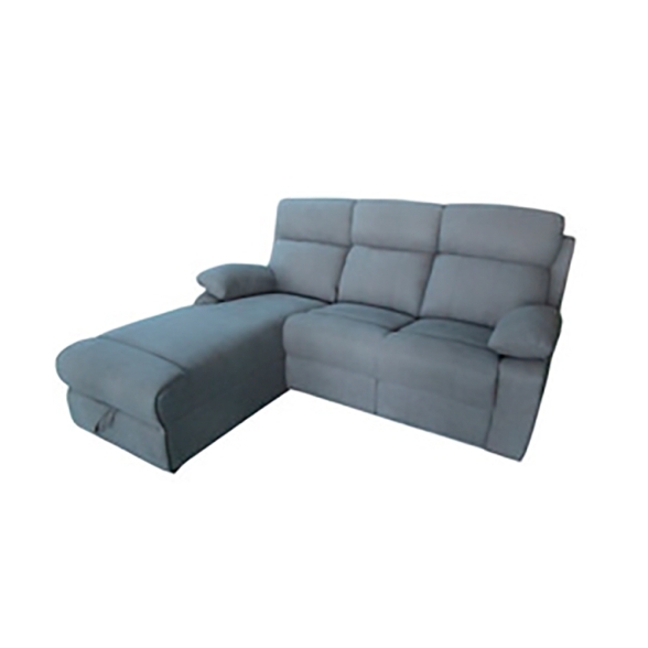 Divano Angolare Recliner 3 Post Con Penisola Contenitore Destra Grigio