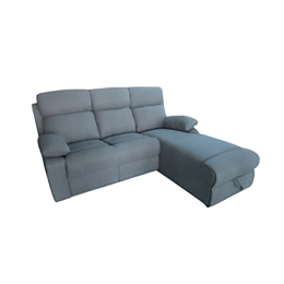 Divano Angolare Recliner 3 Post Con Penisola Contenitore Sinistra Grigio