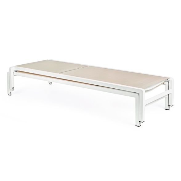 Lettino In Alluminio Impilabile Con Ruote Konnor Bianco New Bizzotto