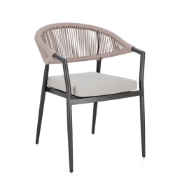 Sedia Da Esterno Impilabile Con Braccioli In Alluminio E Corda Millor Antracite E Khaki Bizzotto