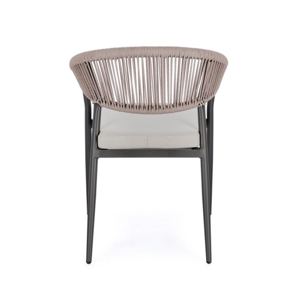 Sedia Da Esterno Impilabile Con Braccioli In Alluminio E Corda Millor Antracite E Khaki Bizzotto