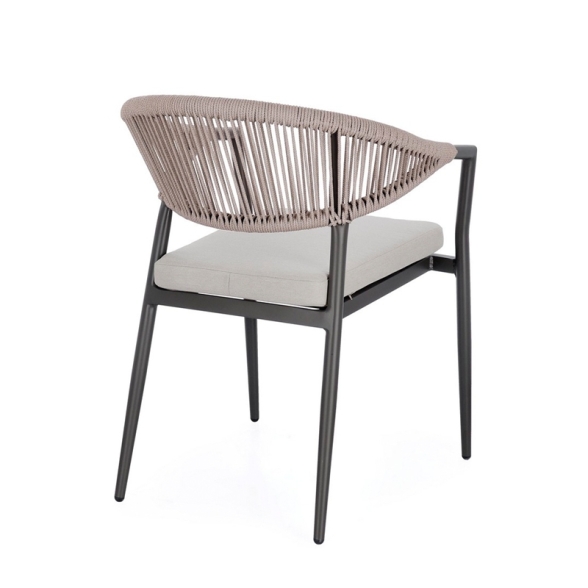 Sedia Da Esterno Impilabile Con Braccioli In Alluminio E Corda Millor Antracite E Khaki Bizzotto
