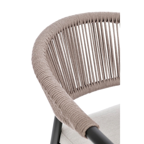 Sedia Da Esterno Impilabile Con Braccioli In Alluminio E Corda Millor Antracite E Khaki Bizzotto