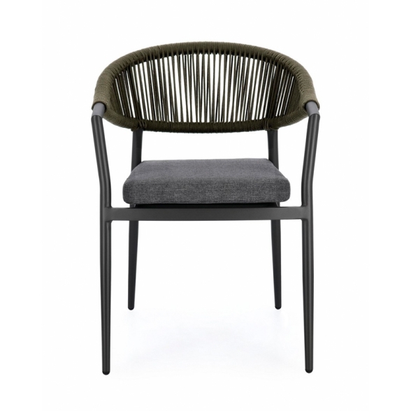 Sedia Da Esterno In Alluminio E Corda Antracite Verde Millor Bizzotto