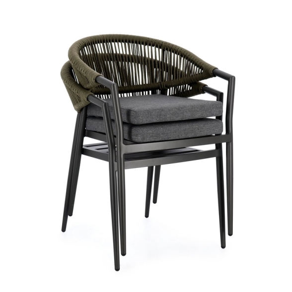 Sedia Da Esterno In Alluminio E Corda Antracite Verde Millor Bizzotto