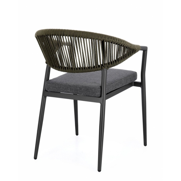Sedia Da Esterno In Alluminio E Corda Antracite Verde Millor Bizzotto