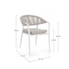 Sedia Da Esterno Impilabile Con Braccioli In Alluminio E Corda Millor Bianco JA61 Bizzotto