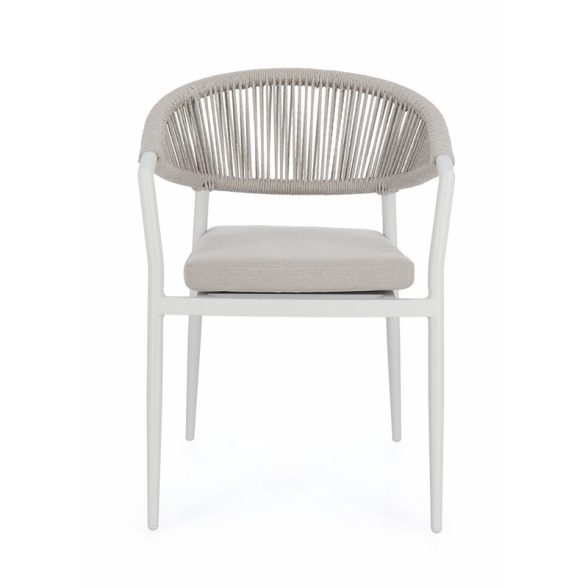Sedia Da Esterno Impilabile Con Braccioli In Alluminio E Corda Millor Bianco JA61 Bizzotto