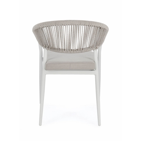 Sedia Da Esterno Impilabile Con Braccioli In Alluminio E Corda Millor Bianco JA61 Bizzotto