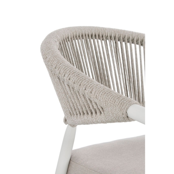 Sedia Da Esterno Impilabile Con Braccioli In Alluminio E Corda Millor Bianco JA61 Bizzotto