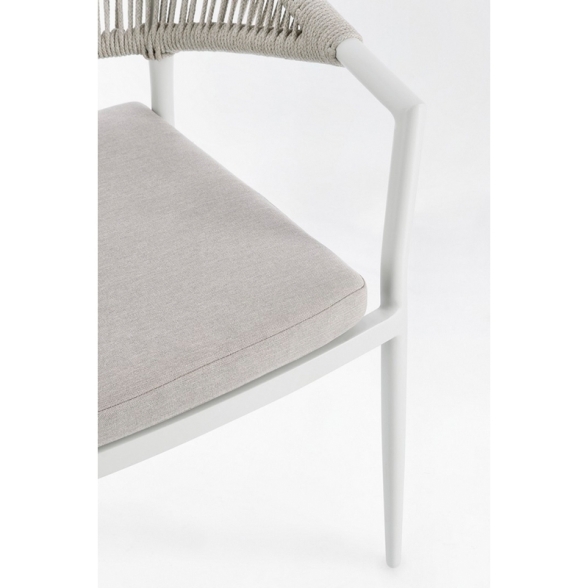 Sedia Da Esterno Impilabile Con Braccioli In Alluminio E Corda Millor Bianco JA61 Bizzotto