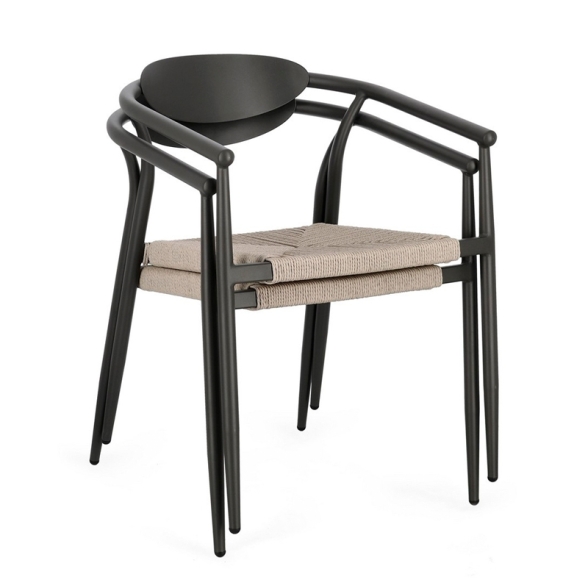 Sedia Da Esterno In Alluminio Con Braccioli Impilabile Linares Antracite Bizzotto