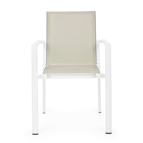 Sedia Da Esterno In Alluminio E Textilene Con Braccioli Konnor Bizzotto Bianca New CX24