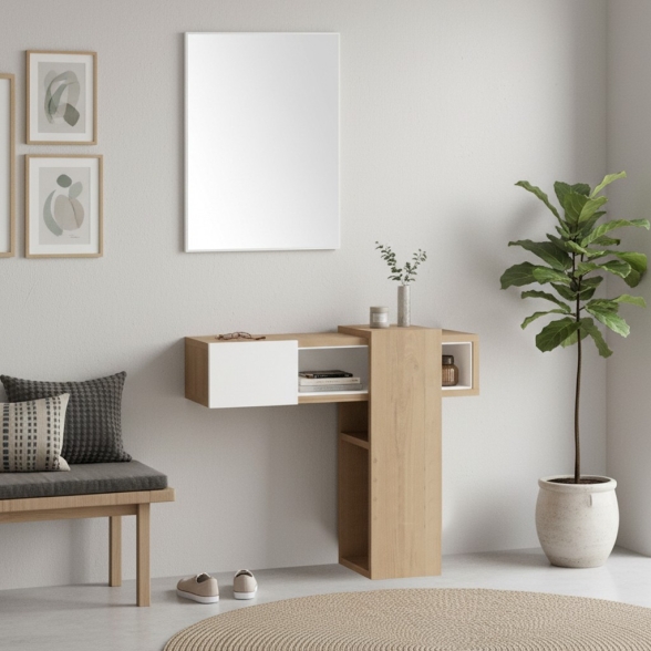 Composizione Ingresso Efes rovere bianco con specchio